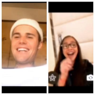 Racine Native Liamani Segura During a FaceTime Phone Call with Pop Superstar Justin Bieber 