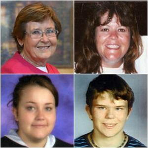 Clockwise from upper left: Colleen Deininger, Melissa Deininger-Dickman, Emmarose Dickman and Alex Dickman. Credit: Proko Funeral Home. 