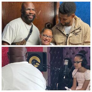 Top: Wanya Morris, Liamani Segura, and Usher: Bottom: Wanya Morris and Liamani Segura in Studio