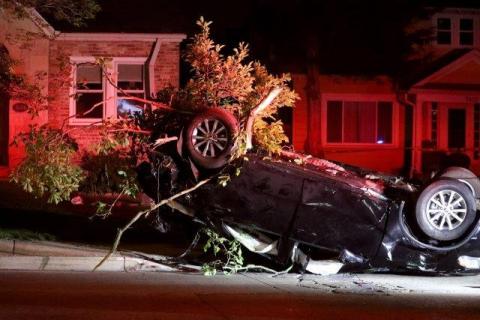 A Look at The Scene of a Fatal Crash on the 7600 Block of Sheridan Road Thursday Night